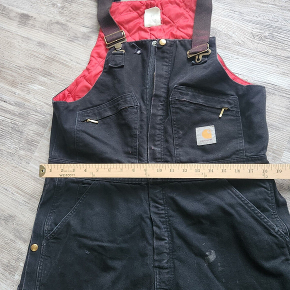 Carhartt Bib Distressed USA Union Made Insulated Duck Canvas Black Y2K Workwear - Picture 16 of 16